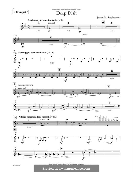 Deep Dish: Bb Trumpet 3 part by James M. Stephenson