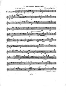 Konzert für Klavier und Orchester Nr.2 in Es-Dur, Op.25: Klarinettenstimme I by Franz Xaver Wolfgang Mozart