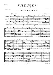 Divertissement in F-Dur, K.138: Partitur by Wolfgang Amadeus Mozart