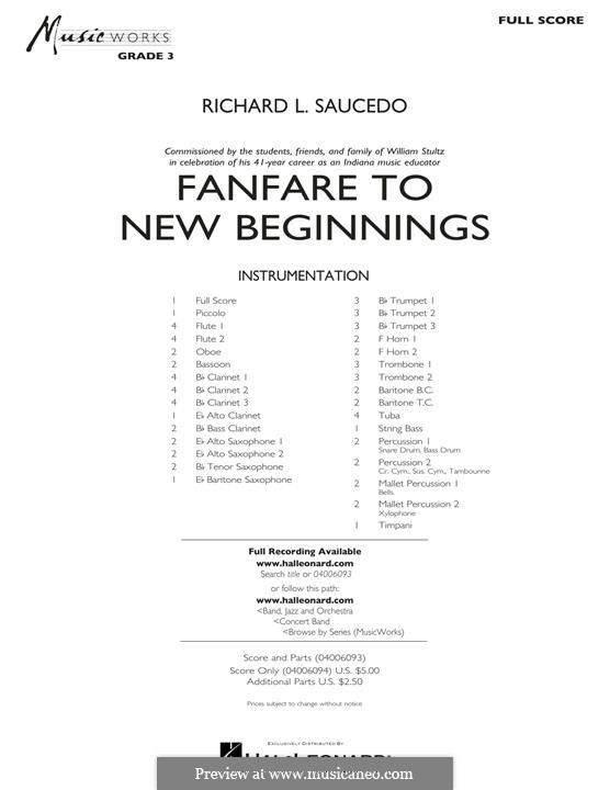 Fanfare for New Beginnings: Vollpartitur by Richard L. Saucedo