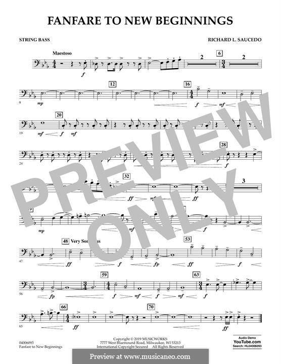 Fanfare for New Beginnings: String Bass part by Richard L. Saucedo