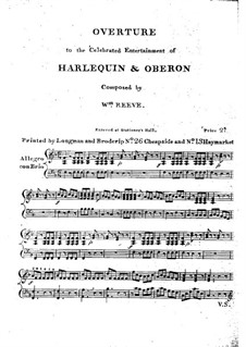 Harlekin und Oberon: Ouvertüre, für Klavier by William Reeve