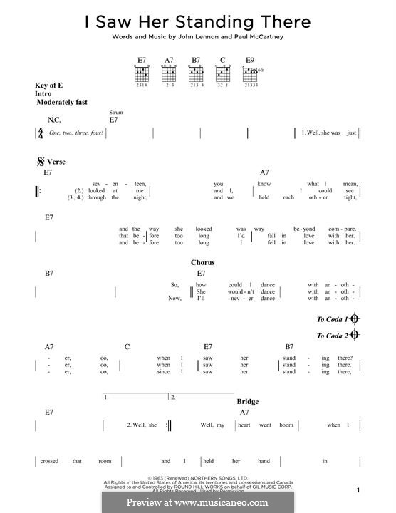 I Saw Her Standing There (The Beatles): Für Gitarre by John Lennon, Paul McCartney