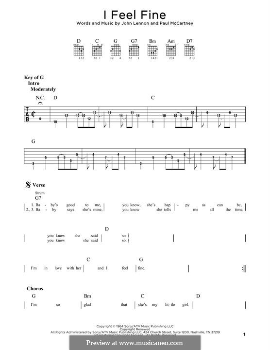 I Feel Fine (The Beatles): Für Gitarre by John Lennon, Paul McCartney