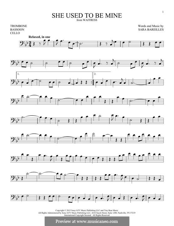 She Used To Be Mine (from Waitress): For trombone by Sara Bareilles