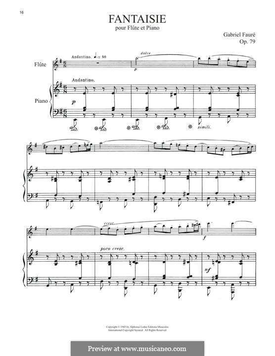 Fantasie für Flöte und Klavier, Op.79: Partitur by Gabriel Fauré