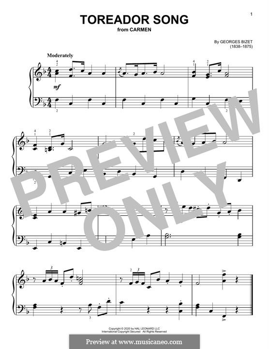 Toreador's Song: Für Klavier by Georges Bizet