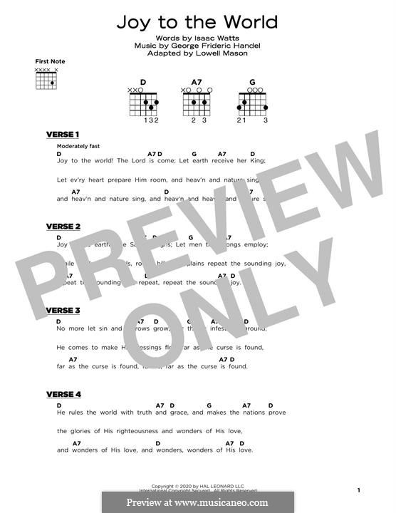 Vocal version: Lyrics and guitar chords by Georg Friedrich Händel