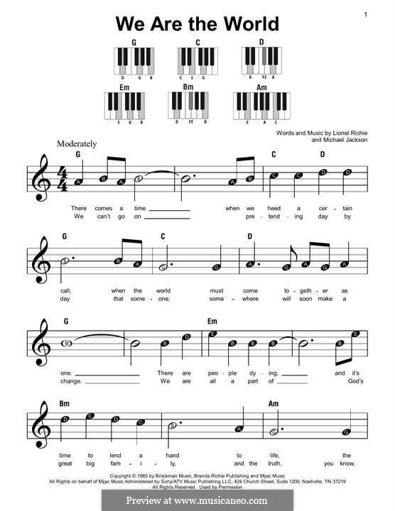 We are the World (USA for Africa): Für Klavier by Lionel Richie, Michael Jackson