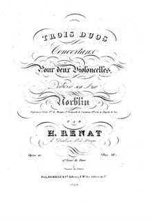 Drei Konzertduos für zwei Cellos, Op.10: Cellostimme I by H. Renat