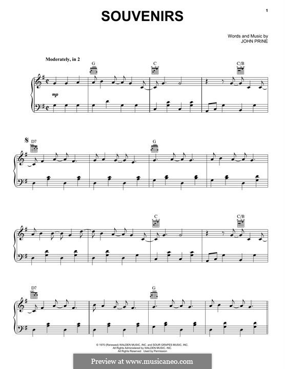 Souvenirs: Für Stimme und Klavier (oder Gitarre) by John Prine