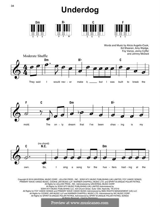 Underdog: Für Klavier, leicht by Alicia Keys