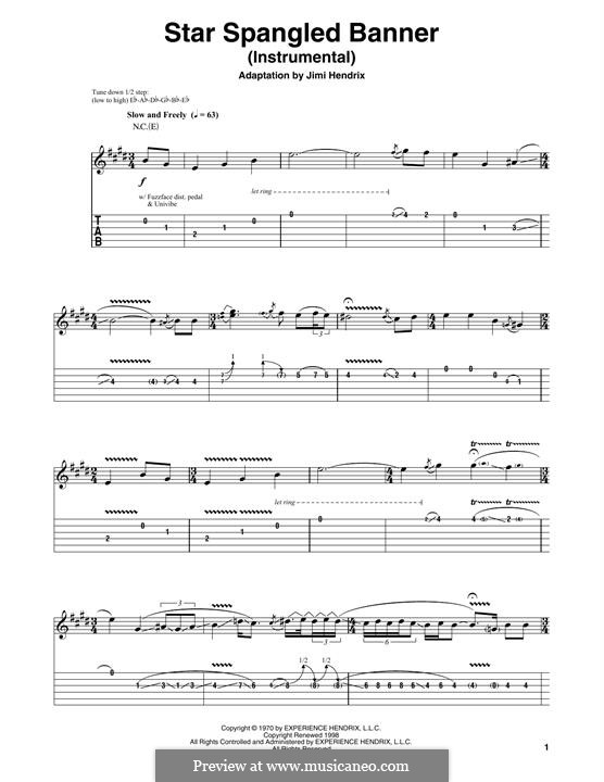 Instrumental version (one instrument): Für Gitarre by John Stafford Smith