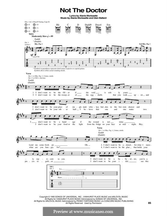 Not The Doctor (from Jagged Little Pill The Musical): Für Gitarre mit Tabulatur by Alanis Morissette