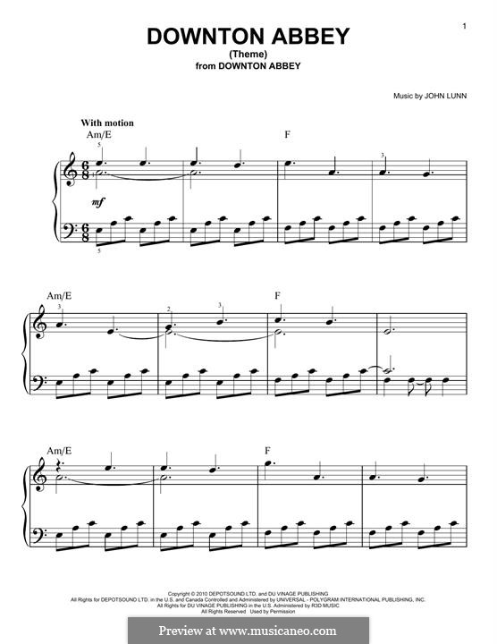 Downton Abbey (Theme): Für Klavier by John Lunn