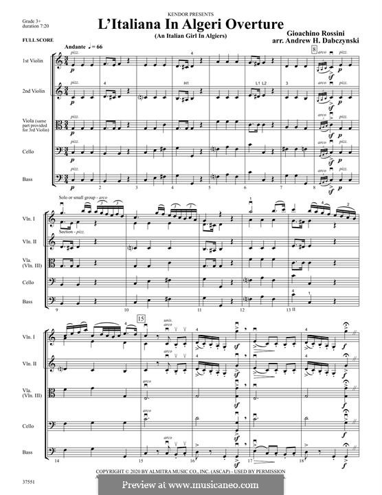 Die Italienerin in Algier: Overture – Full Score by Gioacchino Rossini