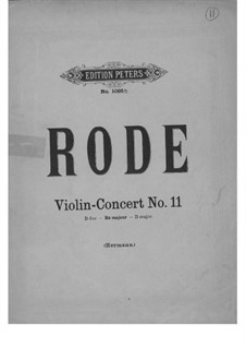 Violinkonzert Nr.11 in D-Dur, Op.23: Für Violine und Klavier – Solostimme by Pierre Rode