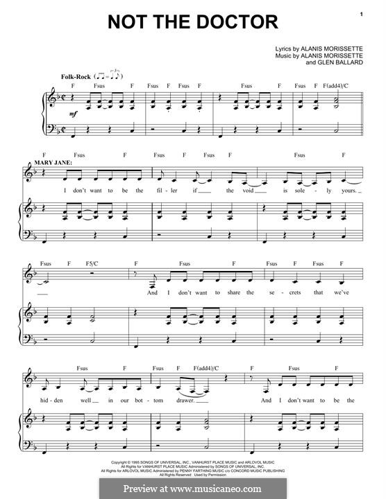 Not The Doctor (from Jagged Little Pill The Musical): Für Stimme und Klavier by Alanis Morissette