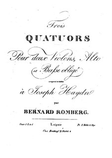 Drei Streichquartette, Op.1: Violinstimme I by Bernhard Romberg
