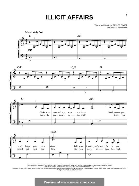 Illicit affairs (Taylor Swift): Für Klavier, leicht by Jack Antonoff