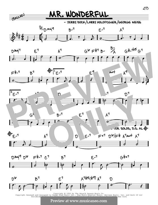 Mr. Wonderful (Peggy Lee): Melodische Linie by George David Weiss, Jerry Bock, Larry Holofcener