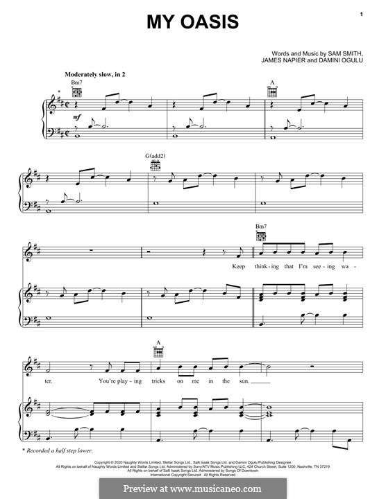 My Oasis (feat. Burna Boy) Sam Smith: Für Stimme und Klavier (oder Gitarre) by James Napier