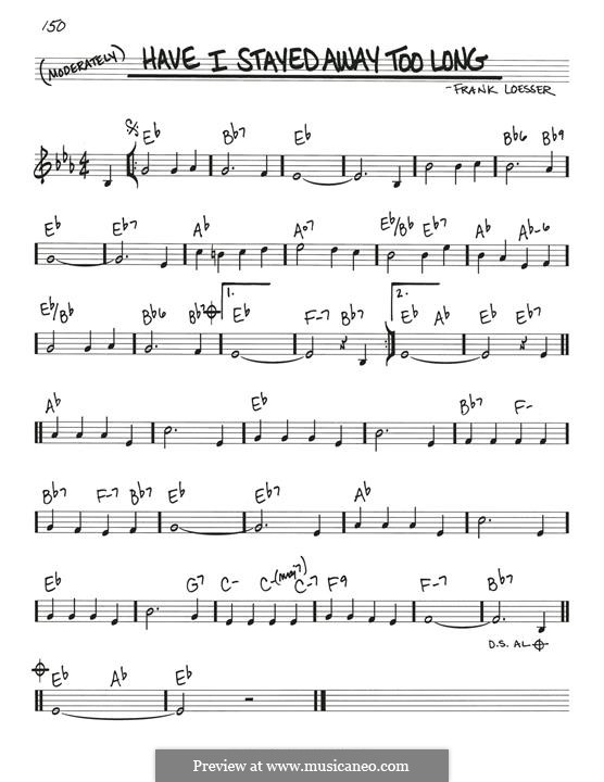Have I Stayed Away Too Long (Perry Como): Melodische Linie by Frank Loesser