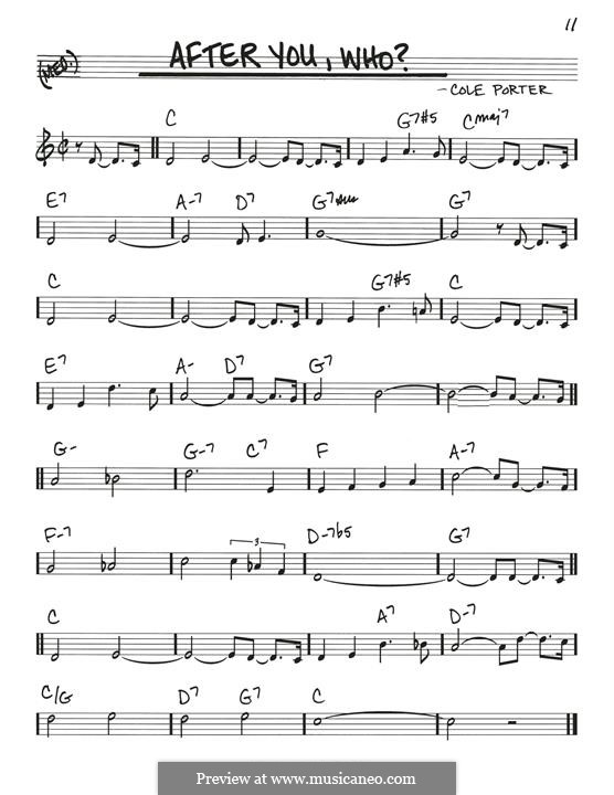 After You, Who?: Melodische Linie by Cole Porter