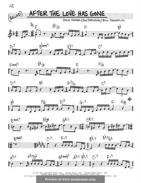 After the Love Has Gone (Earth, Wind & Fire): Melodische Linie by Bill Champlin, David Foster, James Graydon