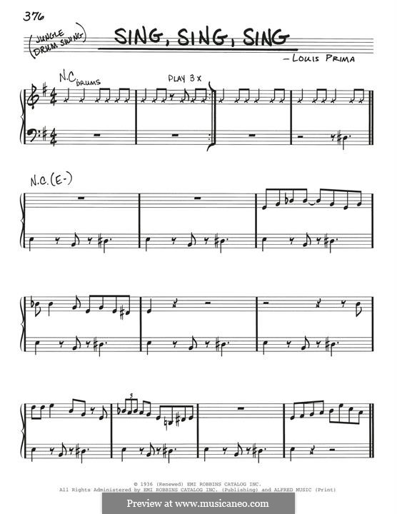 Sing, Sing, Sing (Benny Goodman): Melodische Linie by Louis Prima