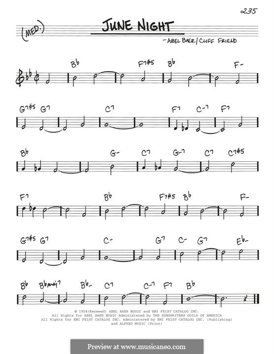 June Night (Gloria Lynne): Melodische Linie by Cliff Friend, Abel Baer