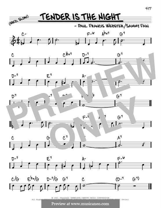 Tender Is the Night (Tony Bennett): Melodische Linie by Paul Francis Webster, Sammy Fain