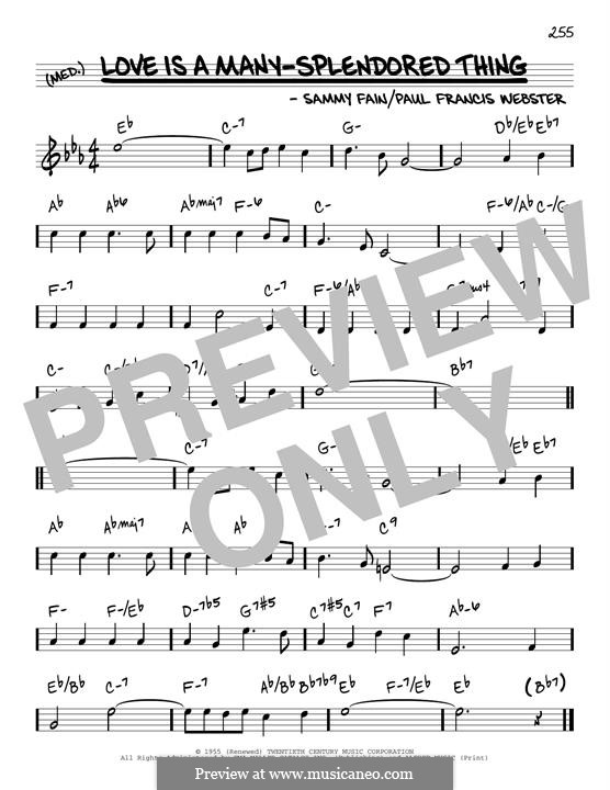 Love Is a Many-Splendored Thing (The Four Aces): Melodische Linie by Sammy Fain