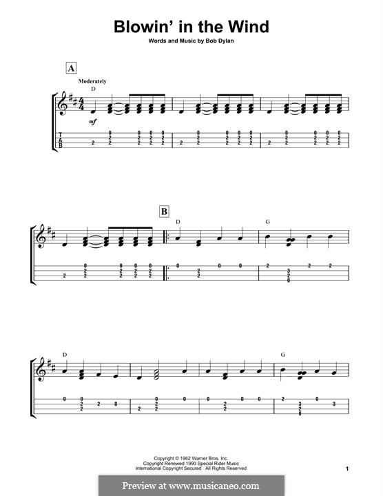 Blowin' in the Wind: Für Ukulele by Bob Dylan