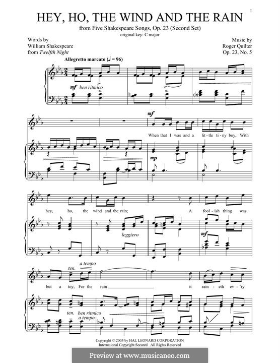 Hey, Ho, The Wind And The Rain: Hey, Ho, The Wind And The Rain by Roger Quilter