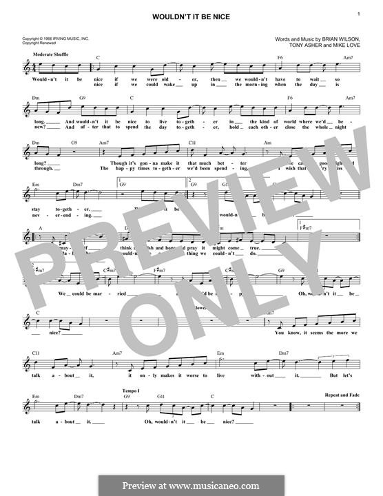 Wouldn't It Be Nice (The Beach Boys): Für Keyboard by Brian Wilson, Mike Love, Tony Asher