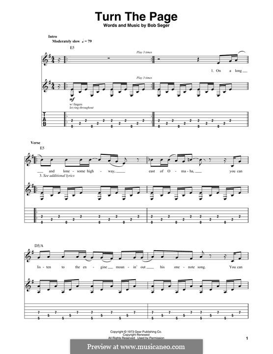 Turn the Page: Für Gitarre mit Tabulatur by Bob Seger