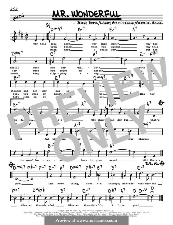 Mr. Wonderful (Peggy Lee): High Voice by George David Weiss, Jerry Bock, Larry Holofcener