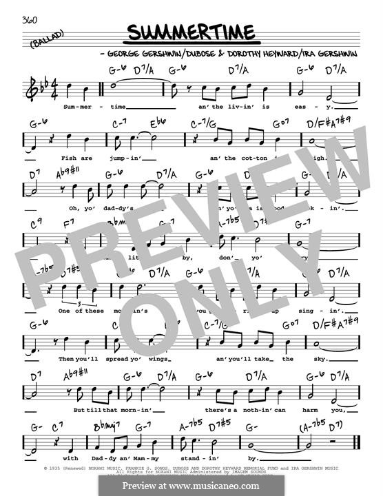 Summertime, vocal version: High voice by George Gershwin