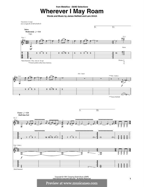 Wherever I May Roam (Metallica): Für Gitarre by James Hetfield, Lars Ulrich