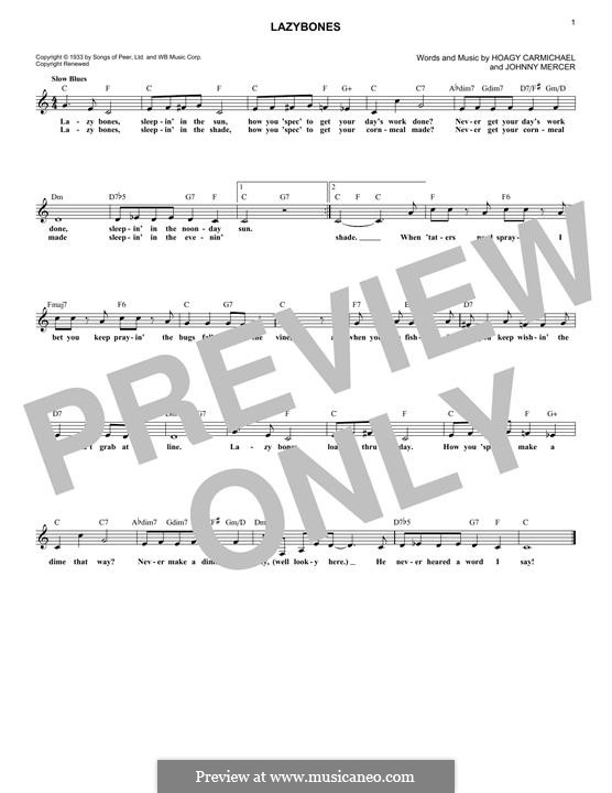 Lazybones: Für Keyboard by Johnny Mercer