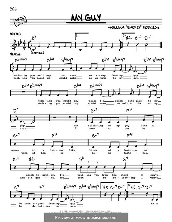 My Guy (Mary Wells): Melodische Linie by Smokey Robinson