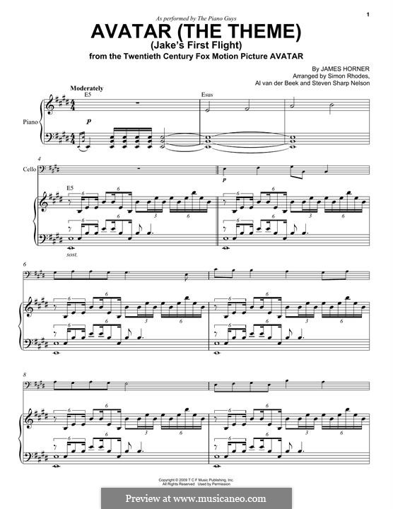 Avatar (The Theme) Jake's First Flight von J. Horner - Noten auf MusicaNeo