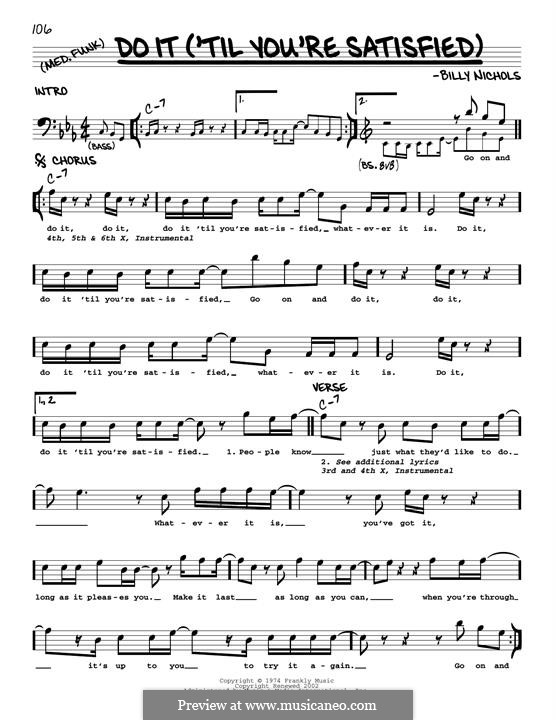 Do It ('Til You're Satisfied): Melodische Linie by Billy Nichols