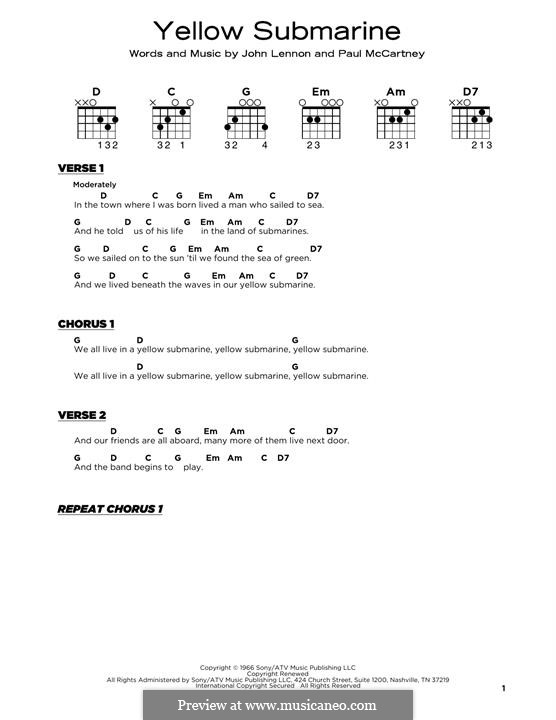 Yellow Submarine (The Beatles): Für Gitarre by John Lennon, Paul McCartney