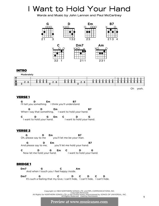 I Want to Hold Your Hand (The Beatles): Für Gitarre by John Lennon, Paul McCartney