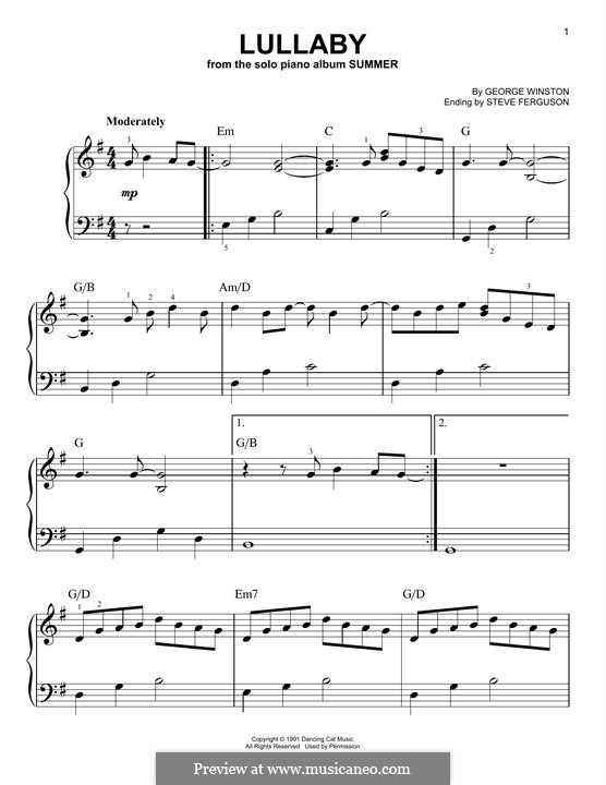 Lullaby: Für Klavier by George Winston