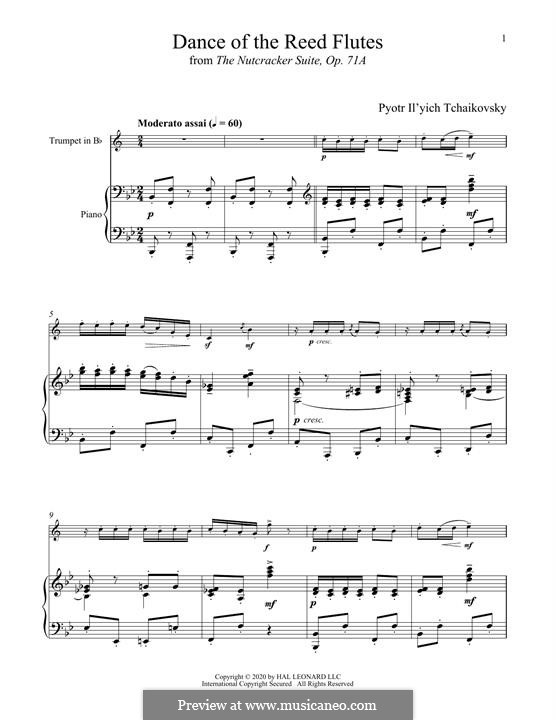 Nr.7 Tanz der Mirlitons: For trumpet and piano by Pjotr Tschaikowski