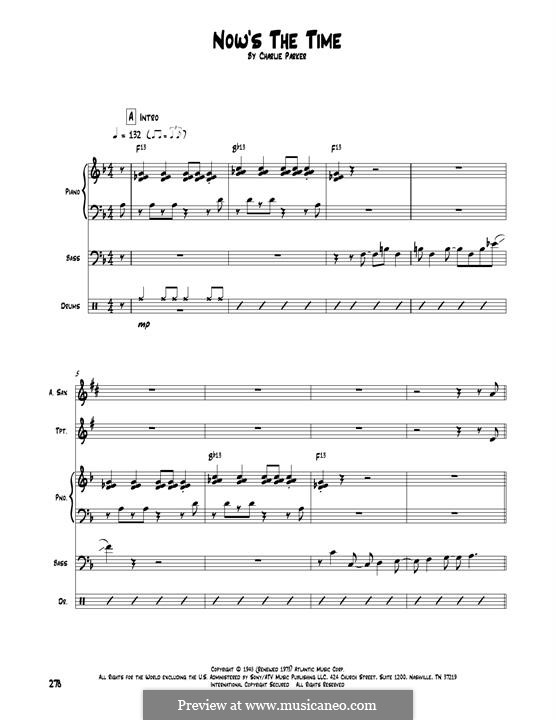 Now's the Time: Transcribed score by Charlie Parker