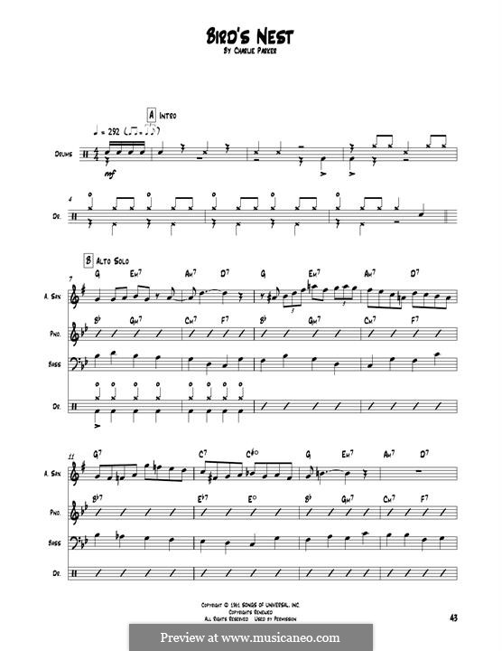 Bird's Nest: Transcribed score by Charlie Parker
